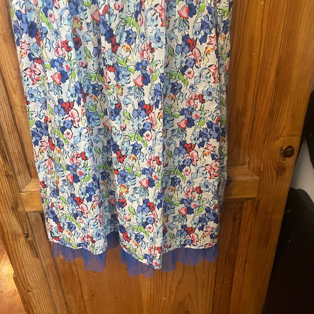Abercrombie & Fitch Watercolor Floral & Tulle Thin Strap Summer Dress Size Small - Picture 7 of 12